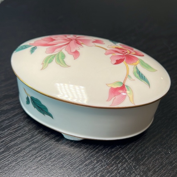 Vintage Lenox Barrington Floral Lidded Trinket Box 4x2” Footed - Picture 4 of 8